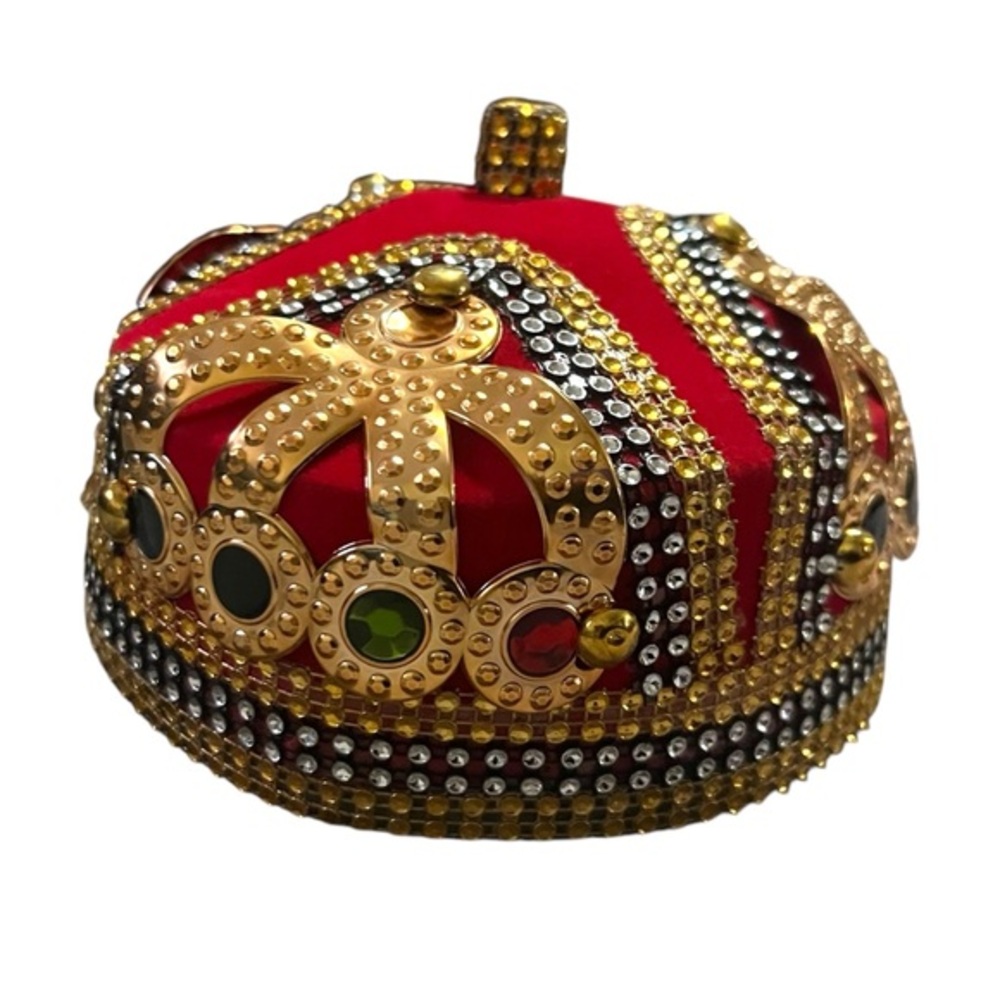 African Traditional Red & Gold Luxury Royalty Hat, Crown for Men